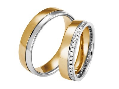 EHERINGSET WEISS MITTEL GOLD BICOLOR RING 585 / 000 GOLDSCHMIEDE JUWELIER EDER FELDBACH