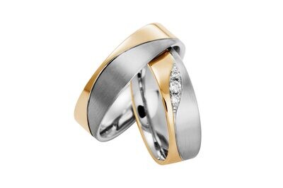 EHERINGSET WEISS MITTEL GOLD BICOLOR RING 585 / 000 GOLDSCHMIEDE JUWELIER EDER FELDBACH