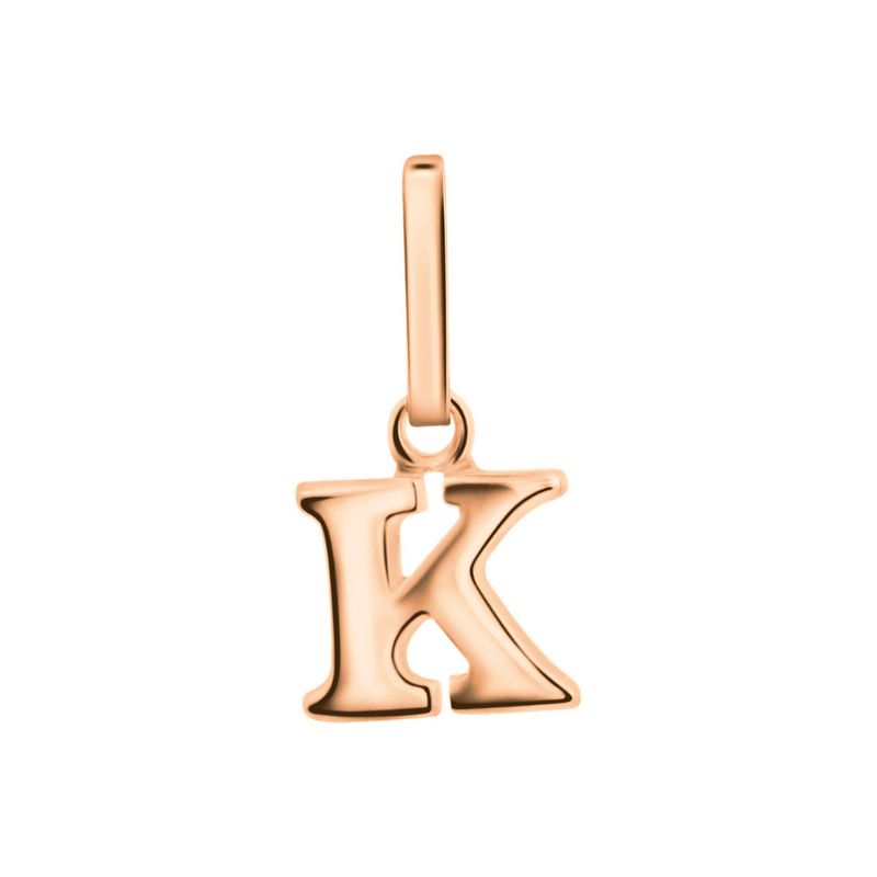 Anhänger Buchstabe K, 585 Rotgold, 6mm, schlicht