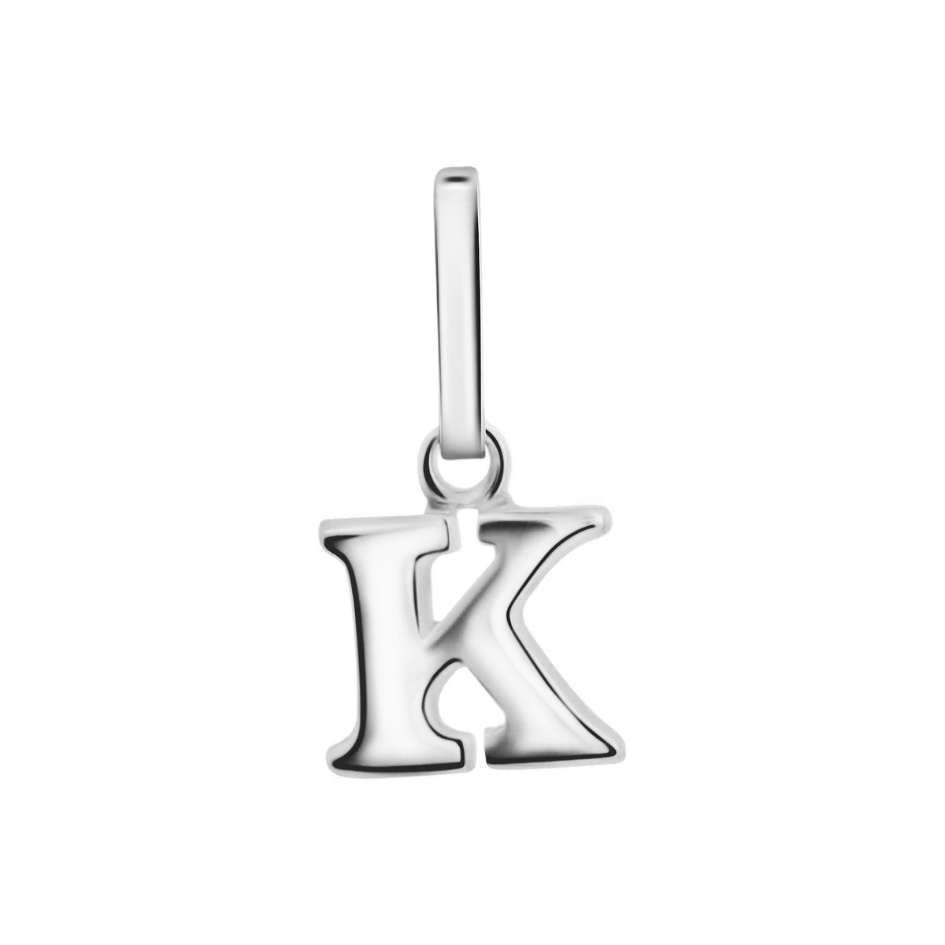 Anhänger Buchstabe K, 585 Weißgold, 6mm, schlicht