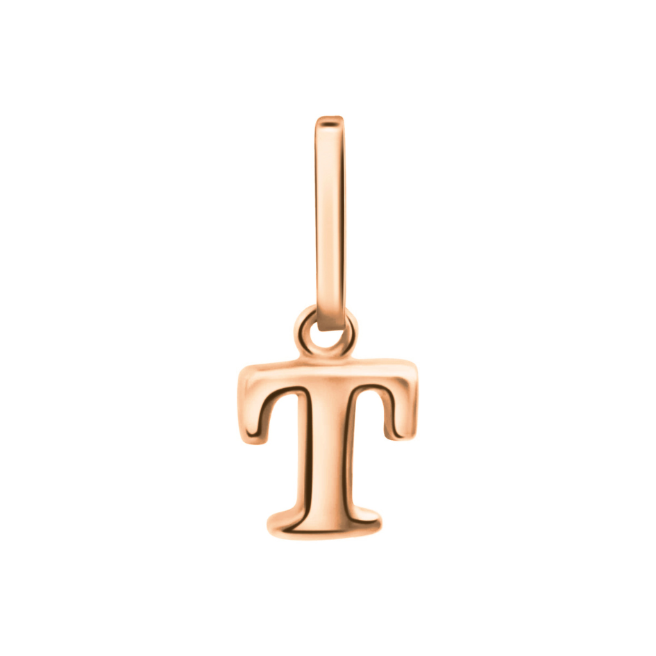 Anhänger Buchstabe T, 585 Rotgold, 6mm, schlicht