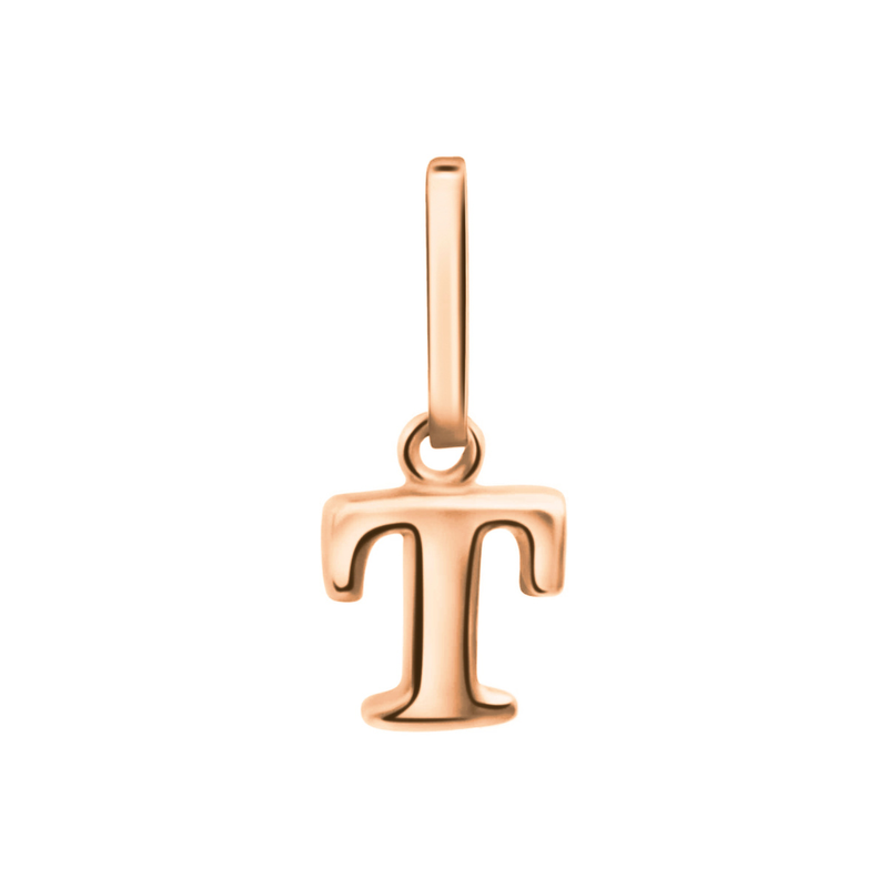 Anhänger Buchstabe T, 585 Rotgold, 6mm, schlicht