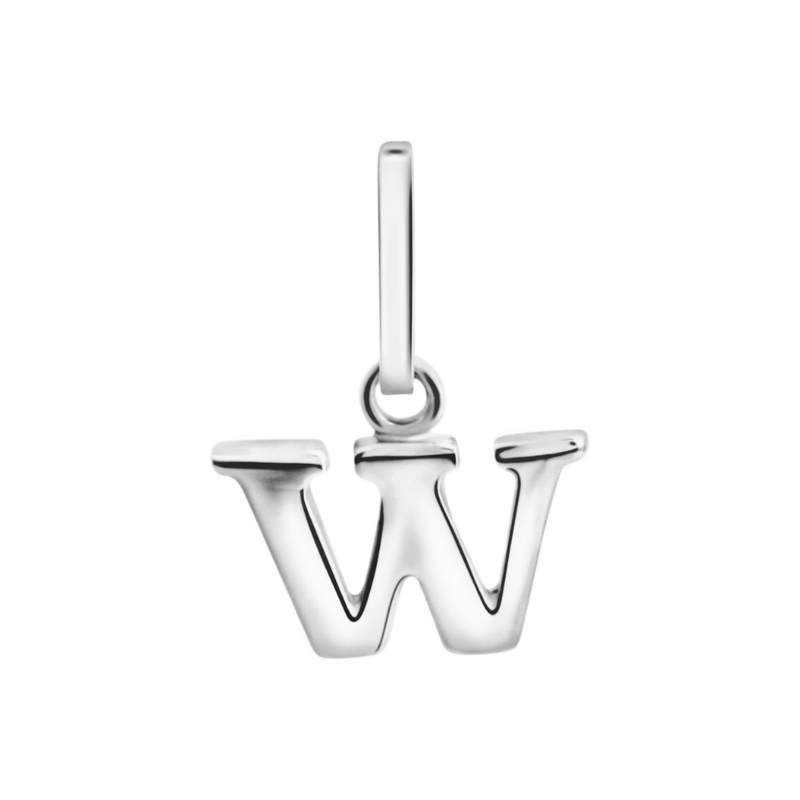 Anhänger Buchstabe W, 585 Weißgold, 6mm, schlicht