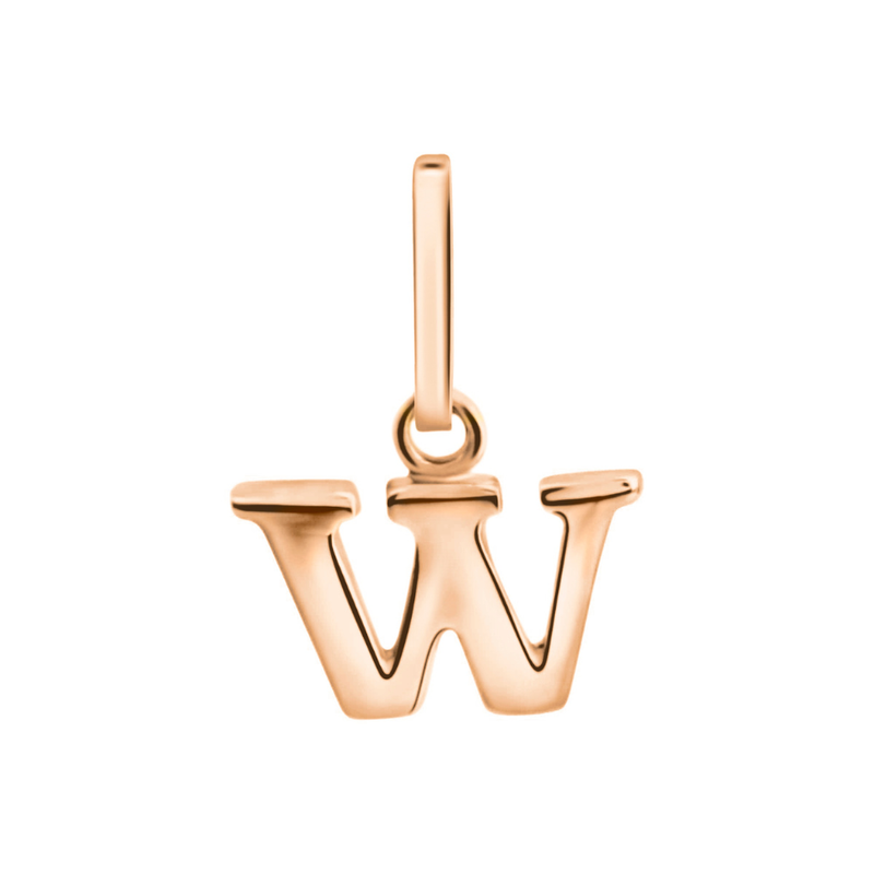 Anhänger Buchstabe W, 585 Rotgold, 6mm, schlicht