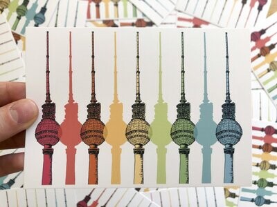 Postkarte Colorful Berlin TV Towers