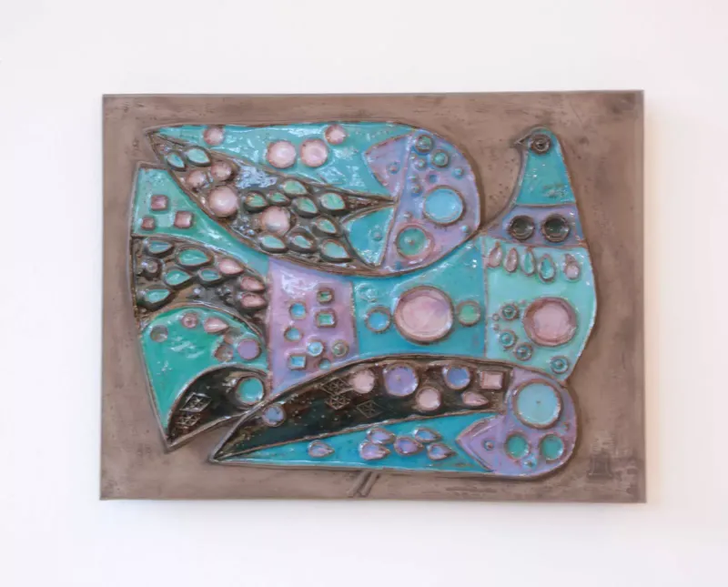 Vintage Keramik Wandbild Renate Rhein