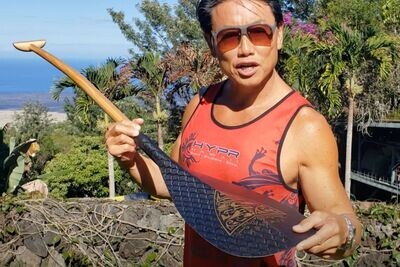 Alii Pheasant Wood Outrigger Paddle 50 T-Handle - Made In Hawaii | #koa7236