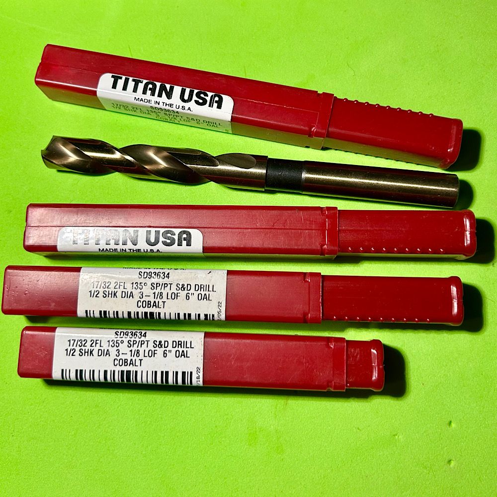 Lot of 4 new 17/32&quot; Cobalt drills, USA