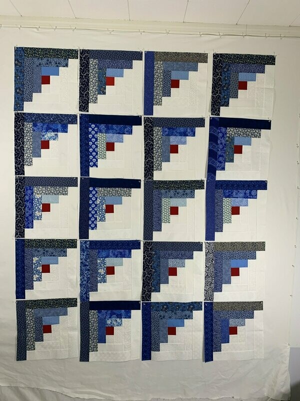 Log Cabin Quilt Block Set-Blue