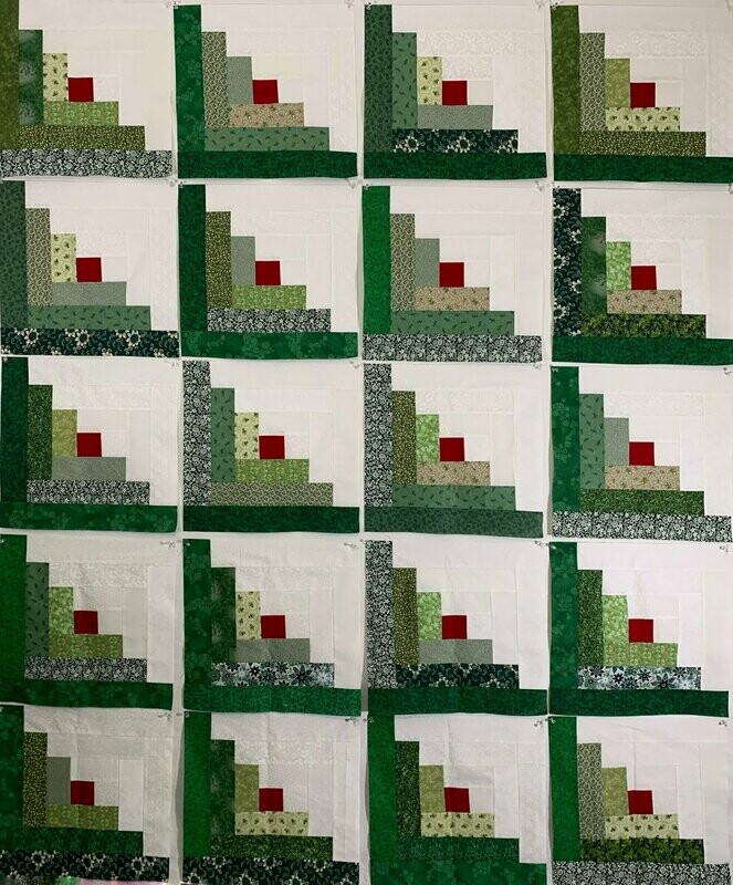 Log Cabin Quilt Blocks-Green