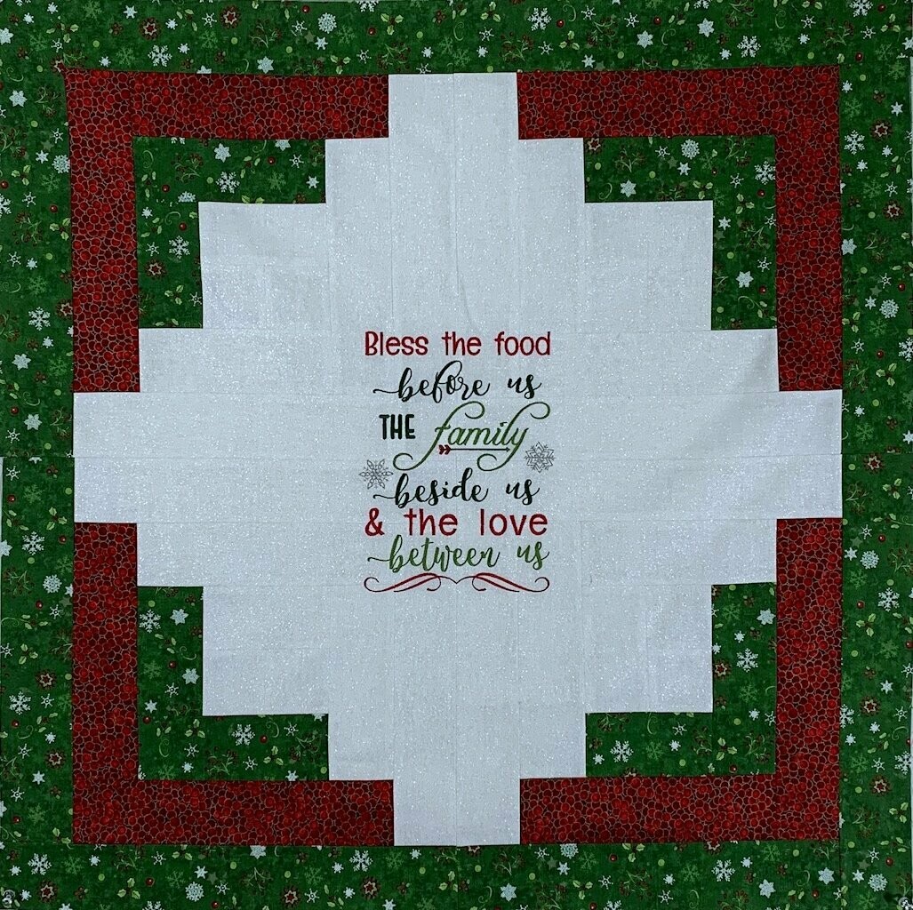 Bless The Food Holiday Table Topper/Wall Hanging Quilt Top