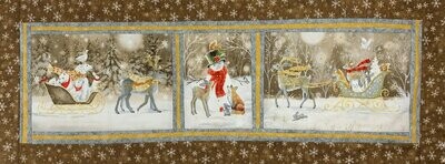 Snowman with Woodland Animals and Sled Table Runner Quilt Top