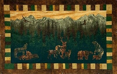 Wilderness Silhouette Wall Hanging Quilt Top