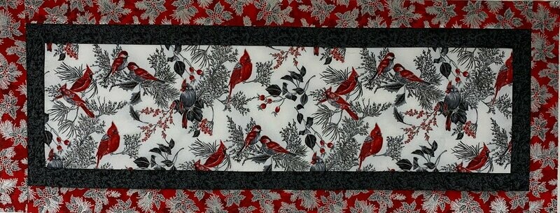 Cardinals in Winter Table Runner Quilt Top