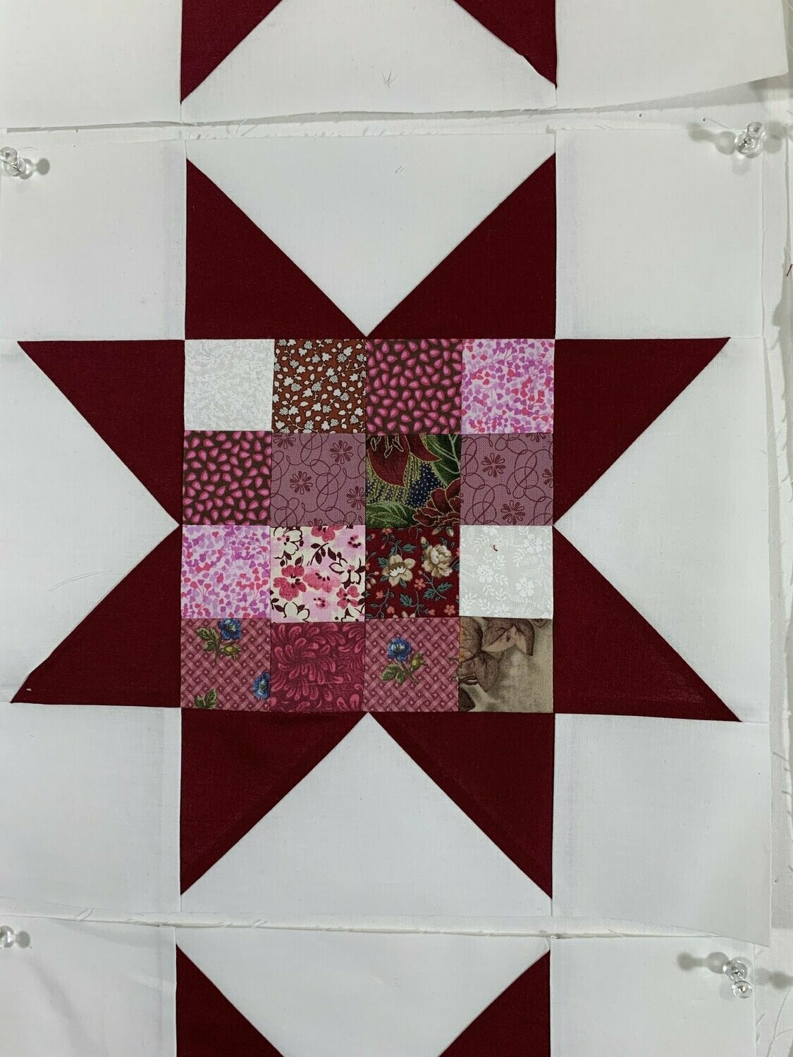 Patchwork Eight Pointed Stars - Burgundy