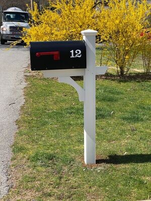 Mr. Mailbox Combo 7 - Mailbox w/ White or Black Synthetic Wood Post & Installation