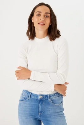 GARCIA FITTED MOCK NECK LONG SLEEVE TOP - OFF WHITE