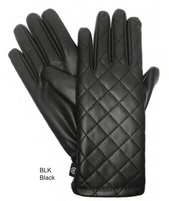 ISOTONER FAUX DIAMOND QUILTED GLOVE - BLACK
