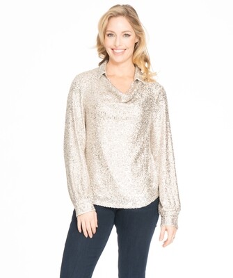 SPENCE ALL SEQUINS TOP - CHAMPAGNE