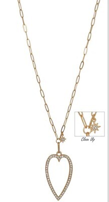 MF LONG HEART NECKLACE - GOLD