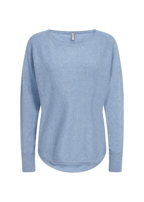 SOYACONCEPT DOLLIE BUTTON BACK SWEATER - CRYSTAL BLUE
