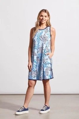 TRIBAL REVERSIBLE A-LINE DRESS WITH POCKETS - BLUE