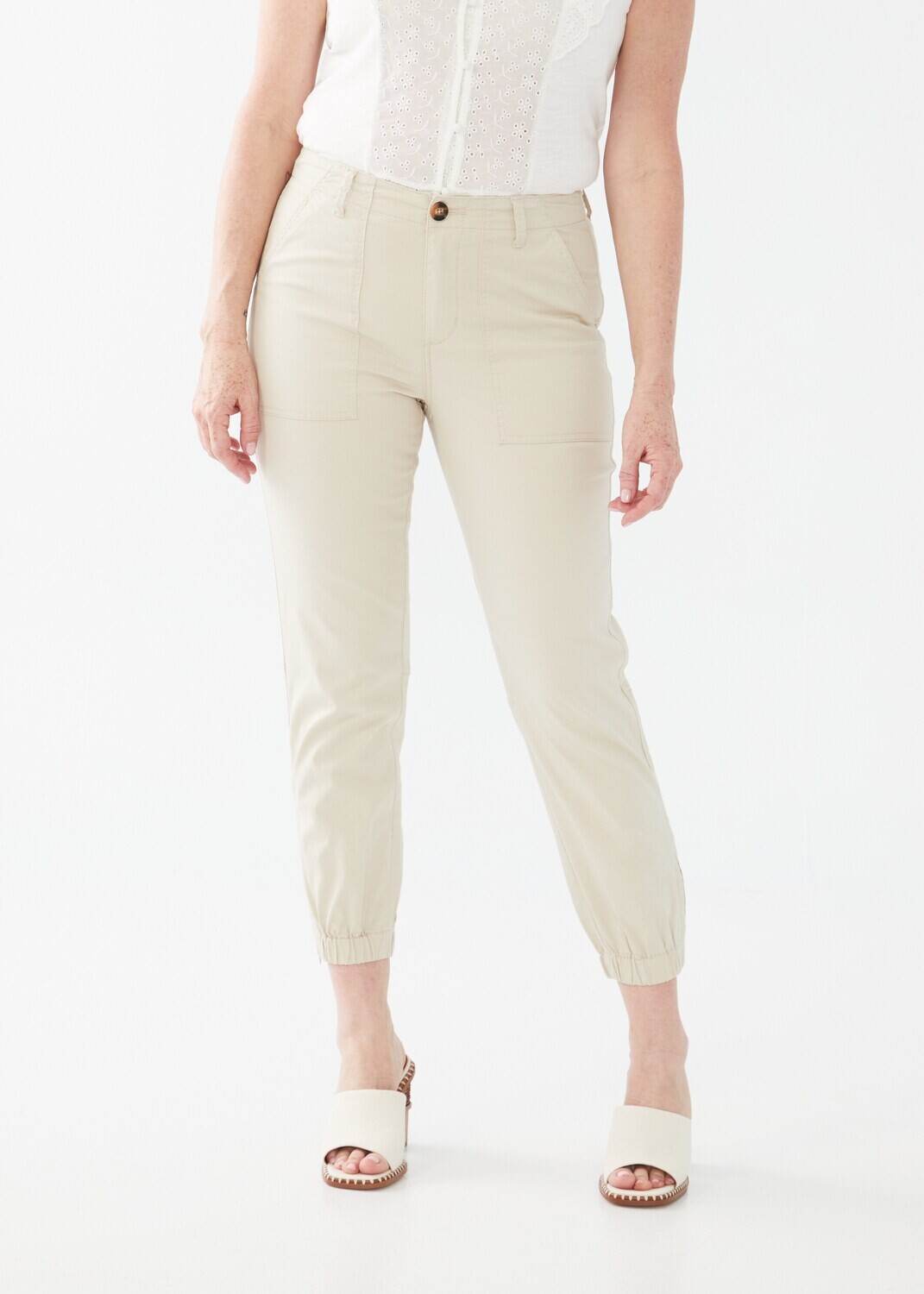 FDJ OLIVIA SLIM UTILITY ANKLE PANT - OYSTER SHELL, Size: 6
