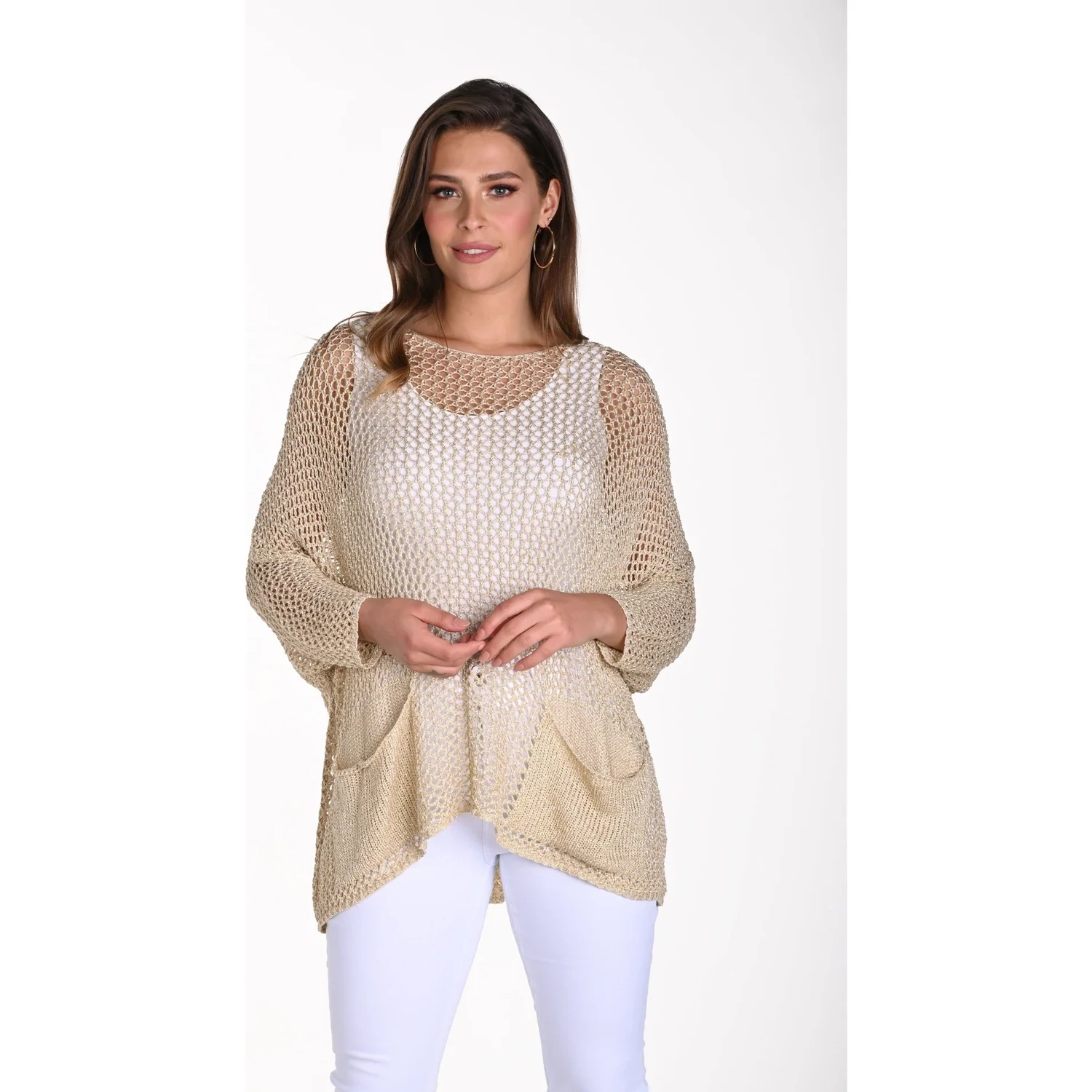 FRANK LYMAN NETTED PULLOVER - SAND/GOLD