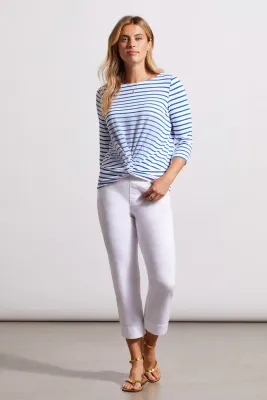 TRIBAL BOATNECK TOP WITH KNOT FRONT - BLUEBAY