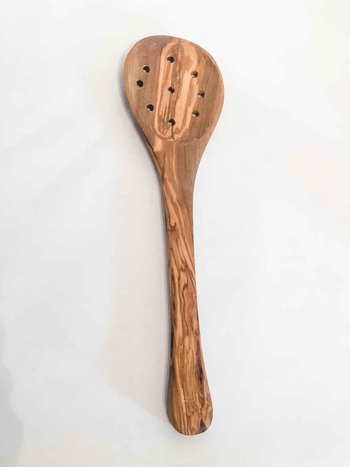 SL043 Olive Wood Slotted Spoon	