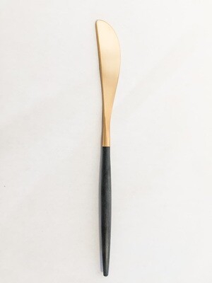 CO033 Brushed Gold/Black Handle Charcuterie Knife	