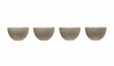 Round Grey Imprinted Stoneware Bowl