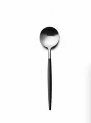 CO015 Brushed Silver/Black Demitasse Spoon