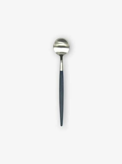 CO029 Brushed Silver/ Black Handle Moka Spoon