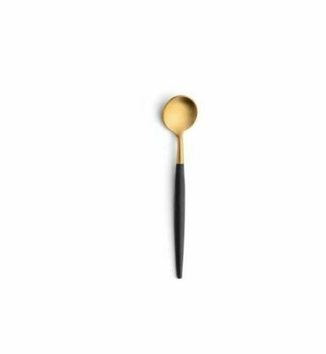 CO030 Brushed Gold/ Black Handle Moka Spoon