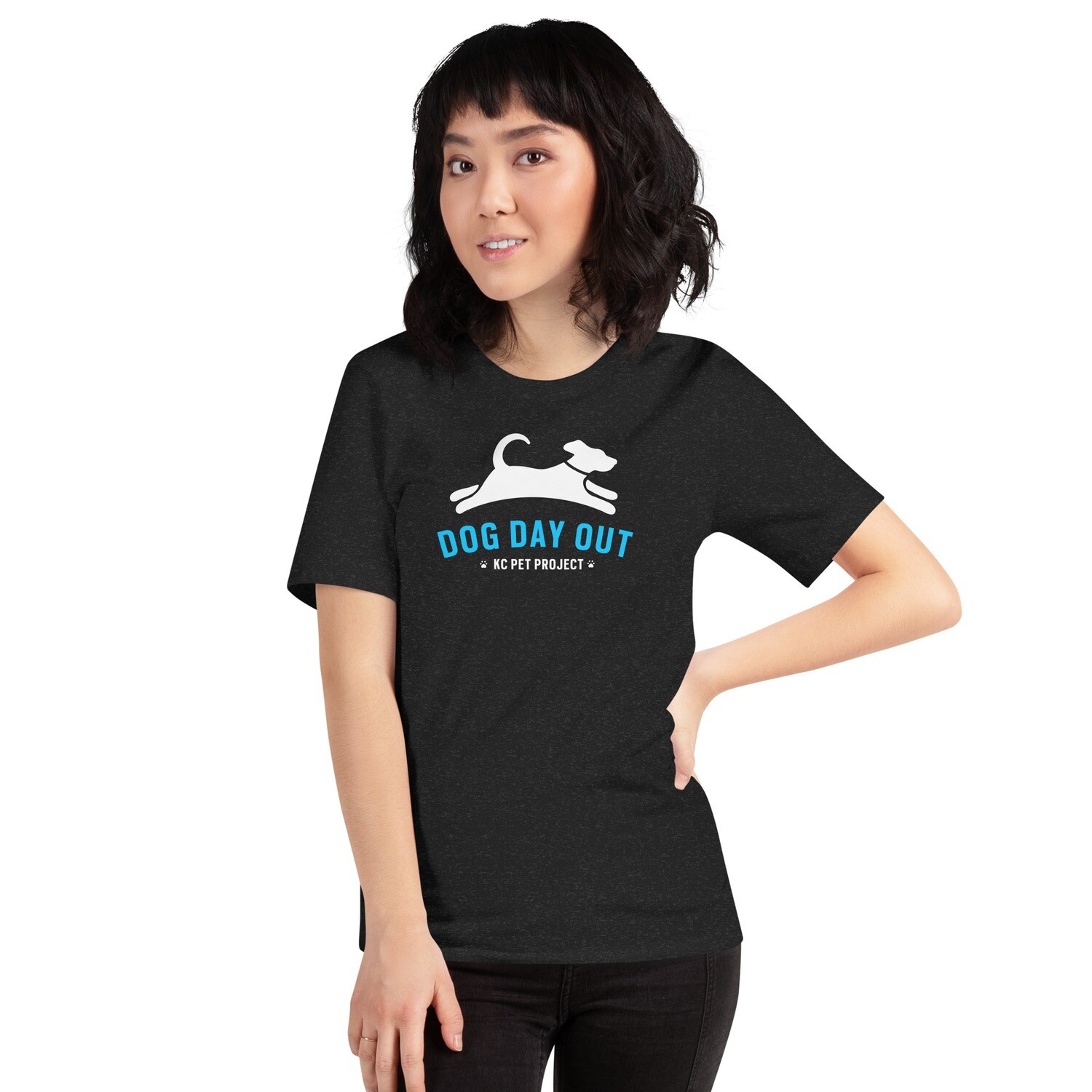 Dog Day Out Program - Unisex t-shirt, Color: Black Heather, Size: XS