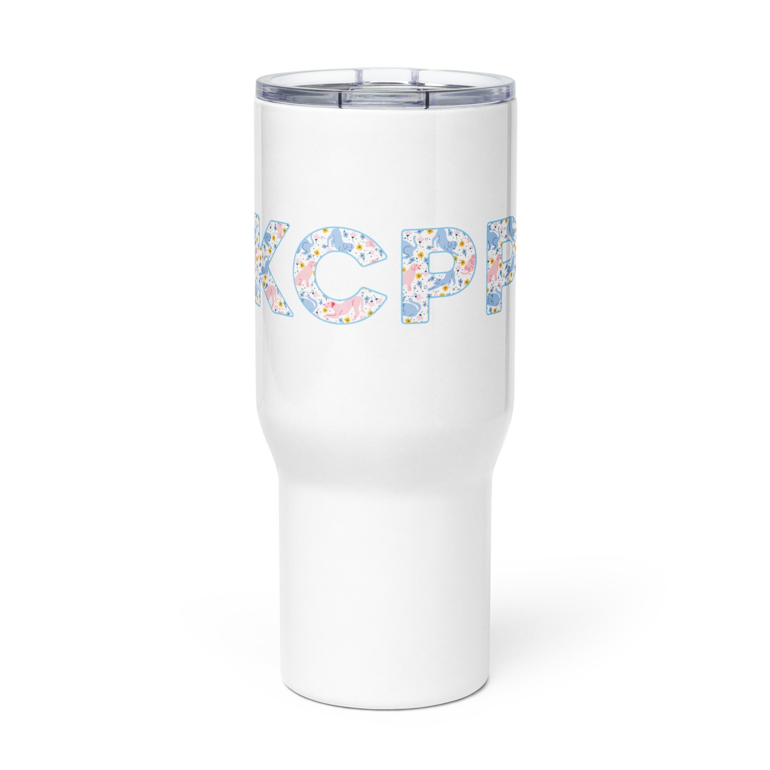 KCPP Block Floral Handled Travel Mug