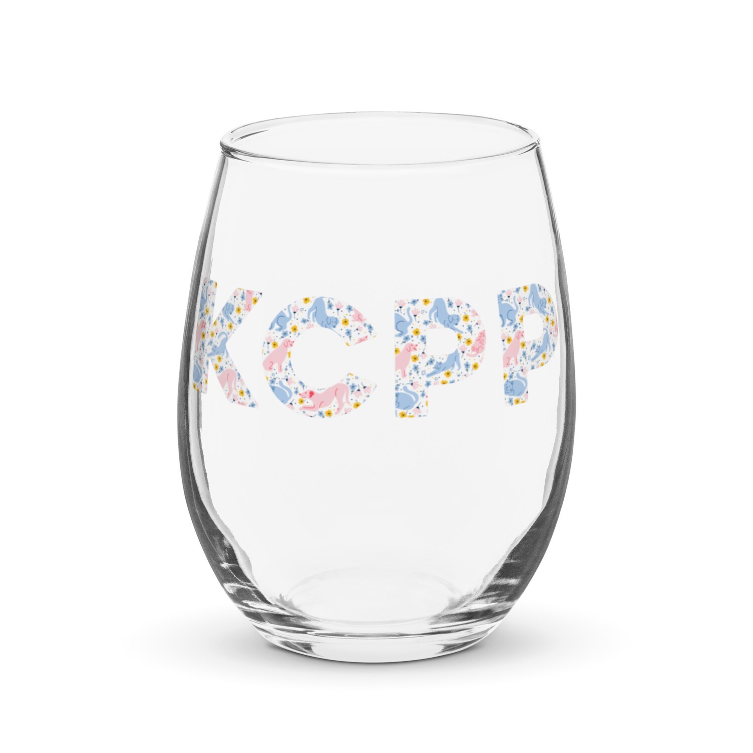 KCPP Block Floral Stemless Wine Glass