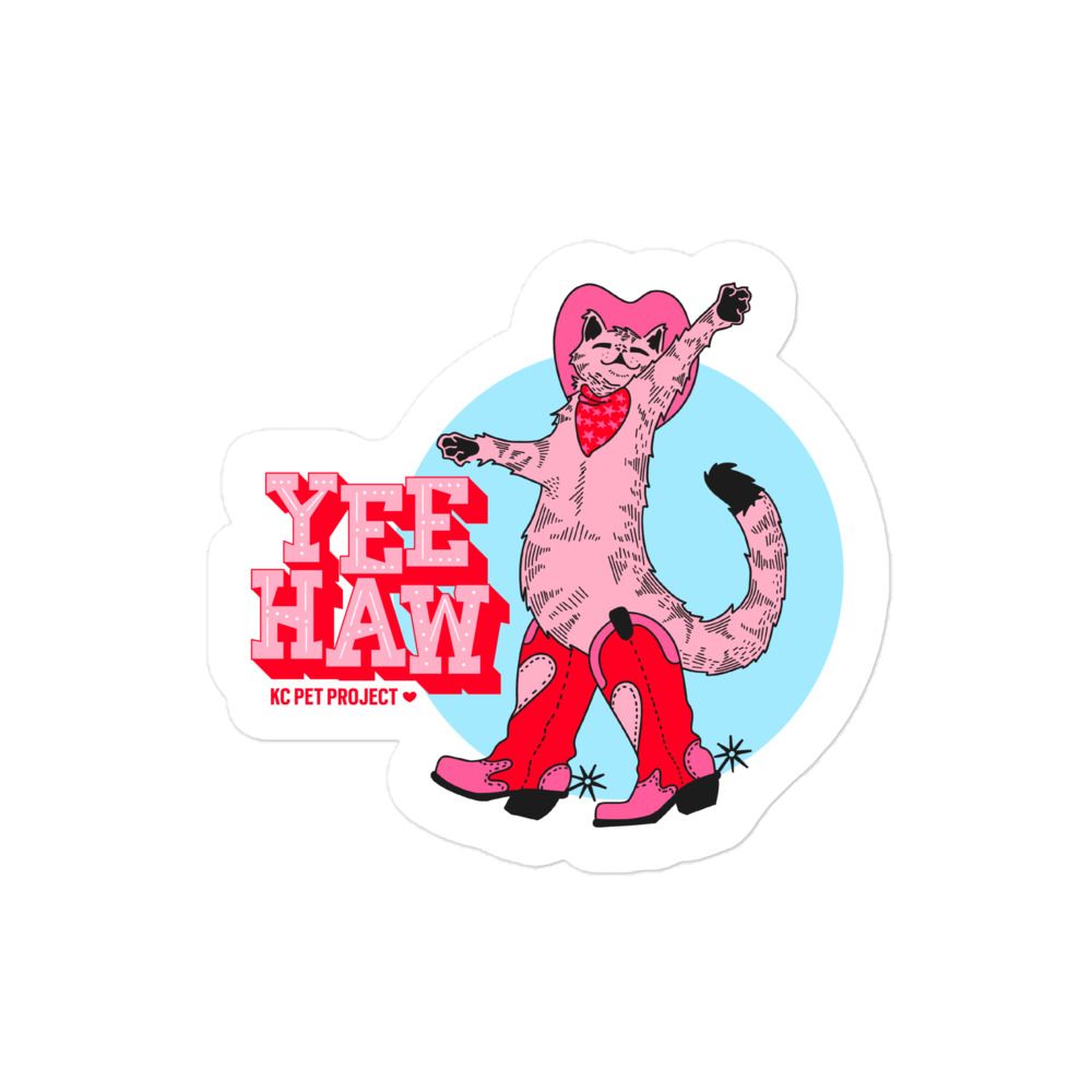 Yee Haw Pink Cat Sticker