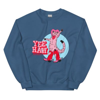 Yee Haw Pink Cat Crew Neck Sweatshirt