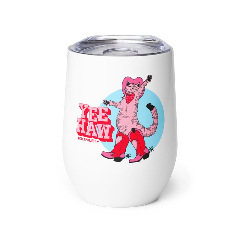 Yee Haw Pink Cat Wine Tumbler