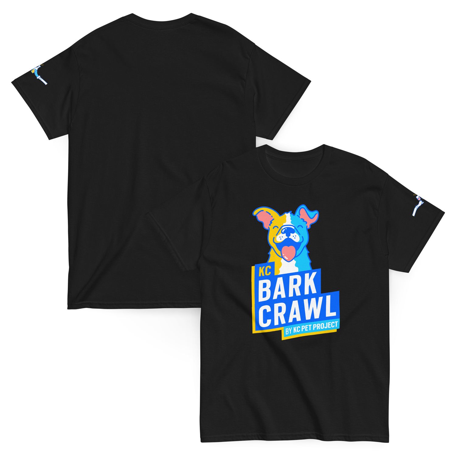 Bark Crawl Dog Logo Unisex Tee with Toast Sleeve Detail