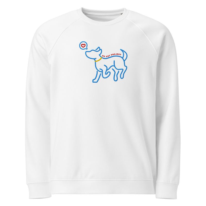 Dog Sketch Organic Raglan Crew Neck Sweatshirt