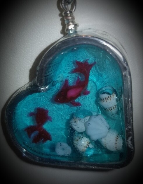 Silverplated Silverware Heart with a  sea necklace