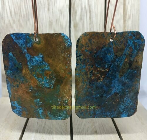 Copper Earrings - Beautiful Blue Edge