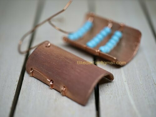 Copper Earrings - Half a Barrel of Blue
