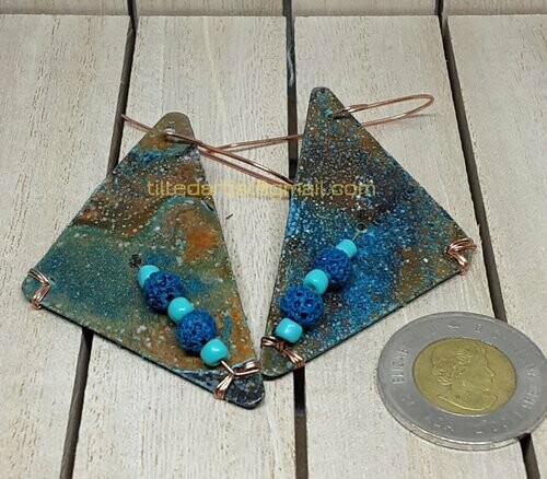 (SOLD)Copper Earrings - Lava Beads Please 1