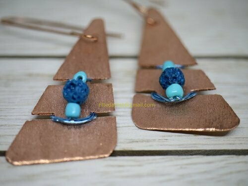 (SOLD)Copper Earrings - Lava Beads Please 2