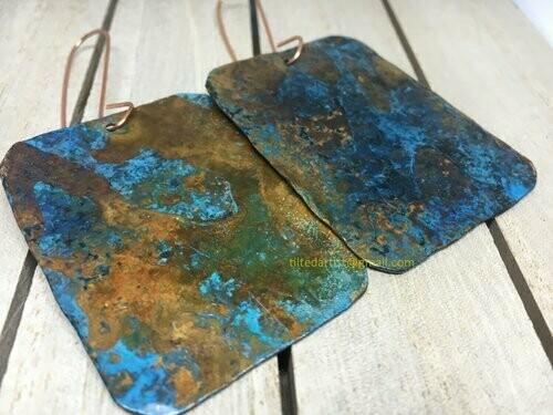 Copper Earrings - Beautiful Blue Edge