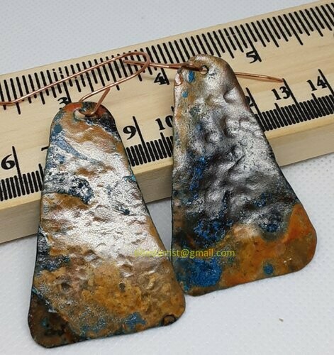 Copper Earrings - Flip Side Blue